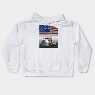 Kenworth Truck and The American Flag by Gas Autos T-Shirt Kids Hoodie